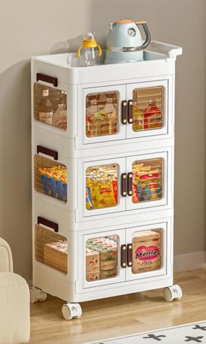 Organisateur de rangement en plastique 4 niveaux – Compact et pratique