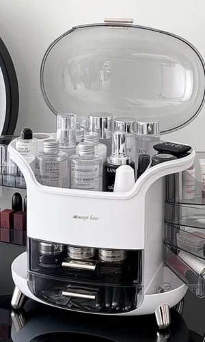 Boîte de rangement maquillage – Avec couvercle anti-poussière et look élégant